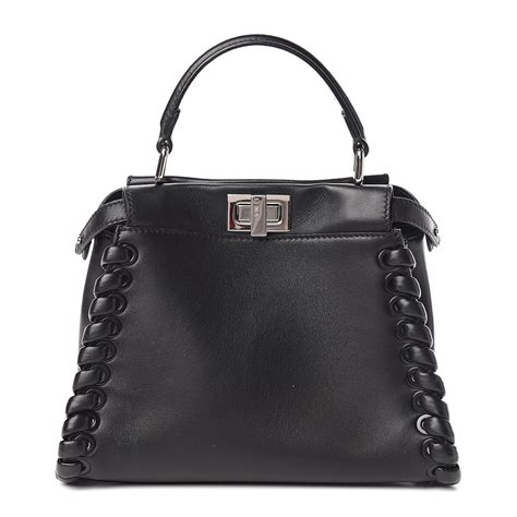 fendi mini peekaboo whipstitch black|fendi peekaboo leather bag.